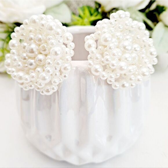 Faux pearl Earrings White dainty stud coquette wedding evening party💖 2/$30 - Picture 6 of 16